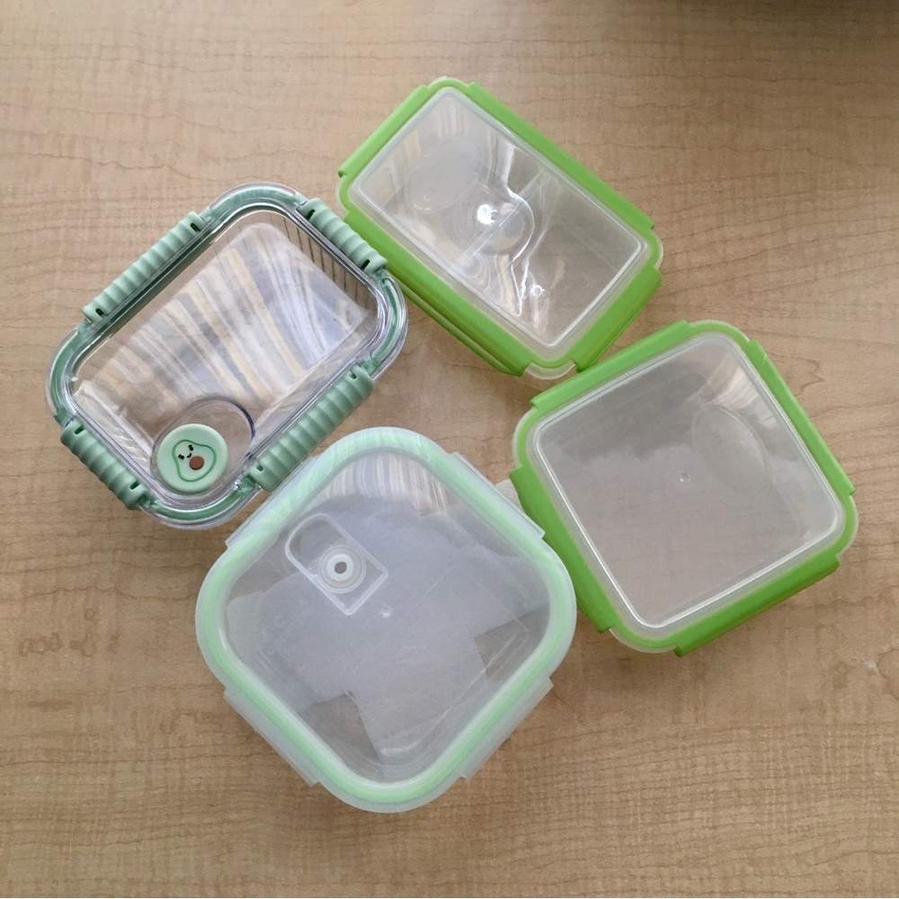 Bundle 4 Food Storage Containers Green | Two Glass, Two Plastic